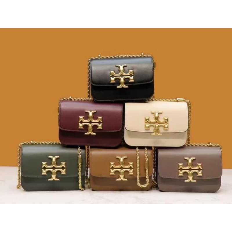 TB Small Gold Brick Tofu Bag Crocodile Texture Metal Chain Small Square Bag Tortyburch Single Shoulder Crossbody Bag Women's Bag