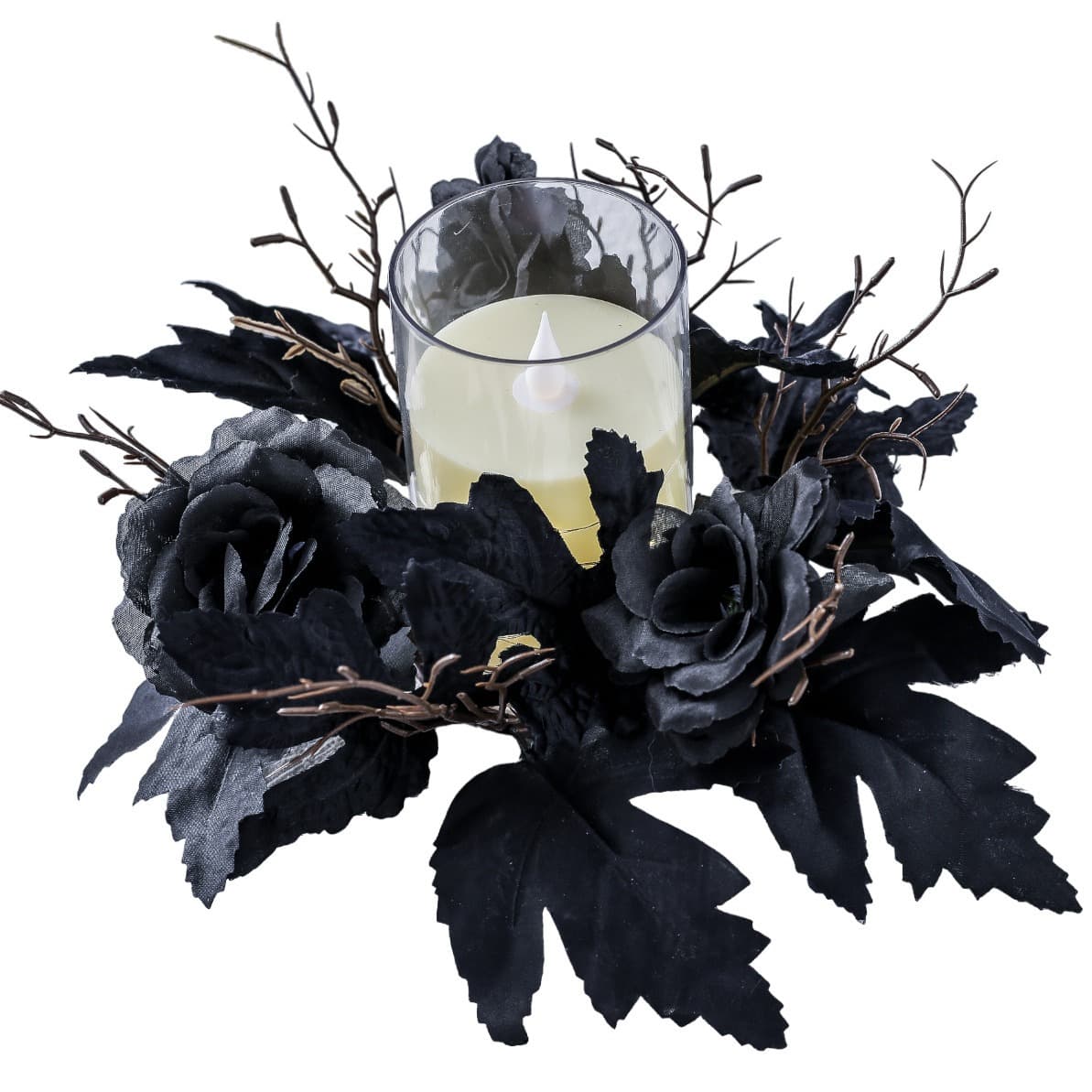 New Halloween candle decoration garland table layout wrought iron candlestick decoration simulated flower table flower candlestick garland