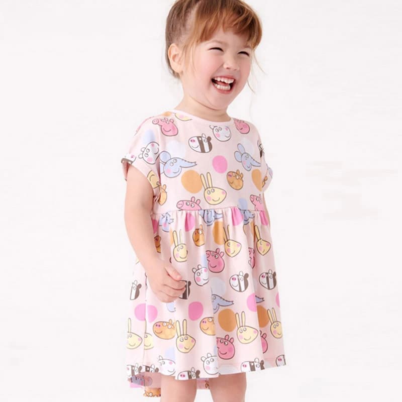 New Summer Girls Dress for Kids, Round Neck Short Sleeve Princess Dress, Cute Little Girl Dress for Cross-Border EU and US Markets