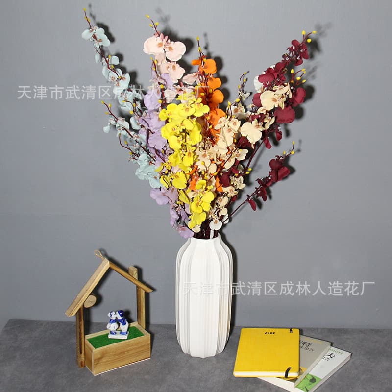 Factory Direct Supply of Artificial Flowers Dancing Orchids Wedding Ornaments Silk Flowers Home Decoration Fake Flowers Wedding Hall Ornaments Foreign Trade Flowers