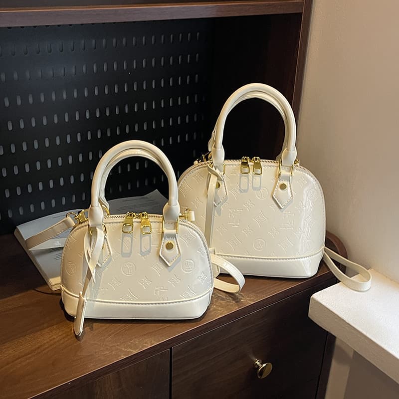 Cross-border embossed glossy handbags, large and small shell bags, new patent leather versatile cross-body shell bags, cross-border trend