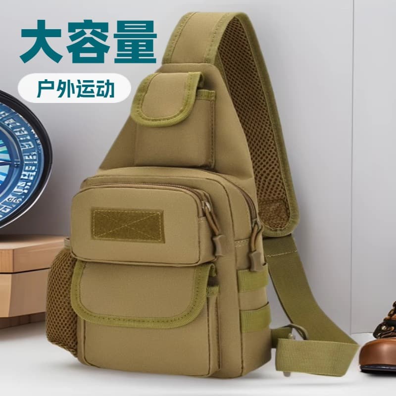 Men's military enthusiast outdoor multi-functional tactical chest bag, high-quality and stylish camouflage single shoulder crossbody backpack.