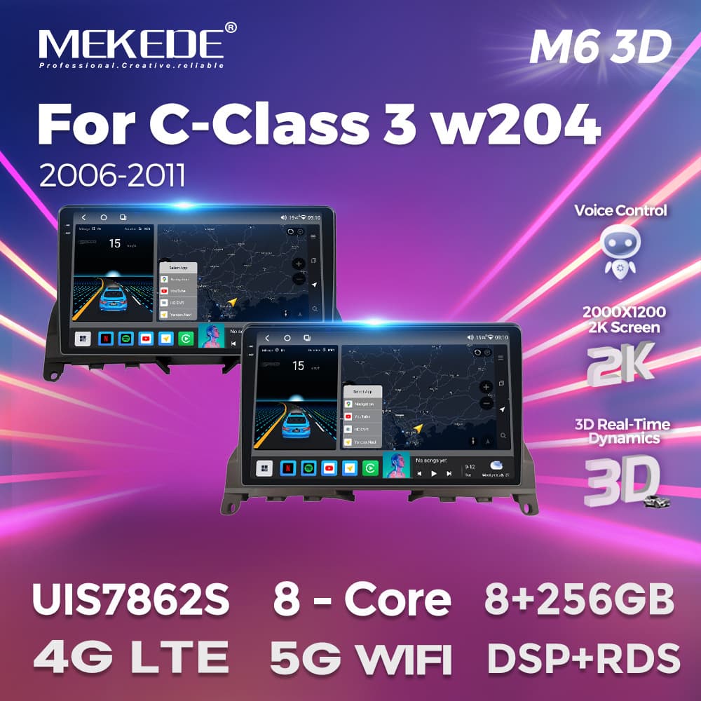 For Mercedes-Benz W204 06-11 Android Large Screen Car Navigation Radio M6Pro 3D