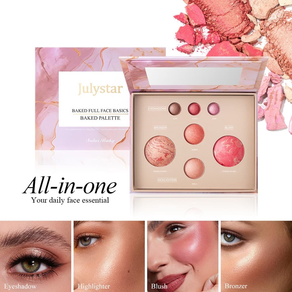 European and American Makeup Marble Pattern Blush Palette Multi-Color Fine Shimmer Face Highlighter Contour All-in-One Blush Gift Box