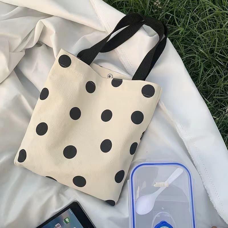 New Canvas Lunch Bag Black and White Polo Leopard Mini All-match Simple Portable Small Square Handbag