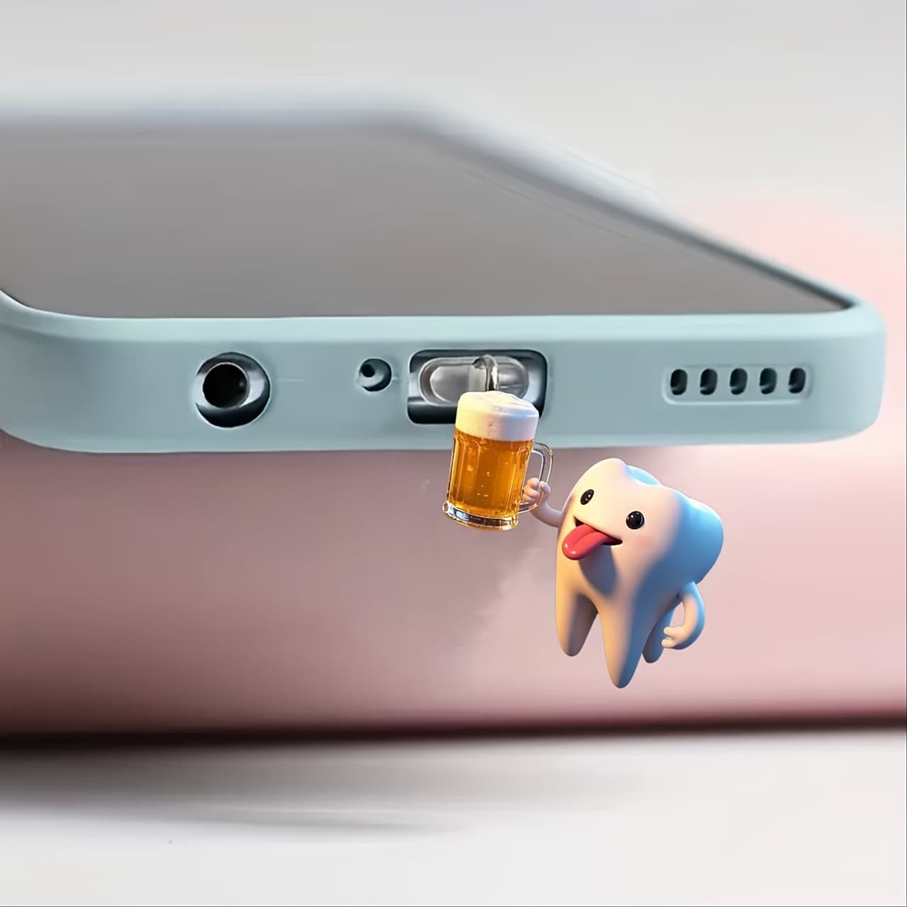 2D New Acrylic Drinking Fountain Tooth Applicable to iPhone/Type-C Android Connector Phone Accessories