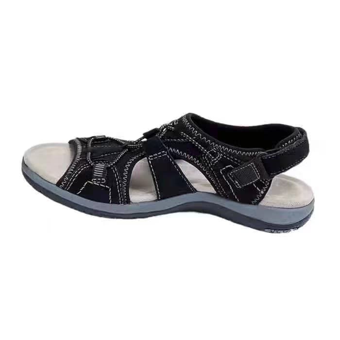 Women's Sandals In Stock 2024 Summer New Round Toe Breathable Casual Sandals Export Large Size Flat Beach Sandals