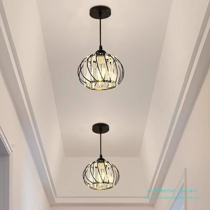 Lantern Crystal LED Hallway Light Corridor Light Modern Minimalist Spotlight Dining Room Pendant Light Entrance Hall Balcony Lighting Fixture