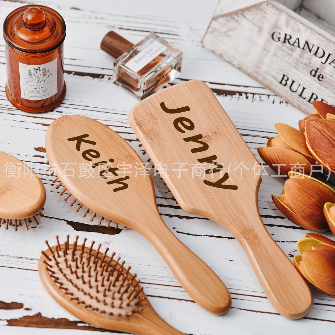 Etsy Xiyin TUMU cross-border customized logo engraving font pastoral bamboo air bag massage comb air cushion makeup