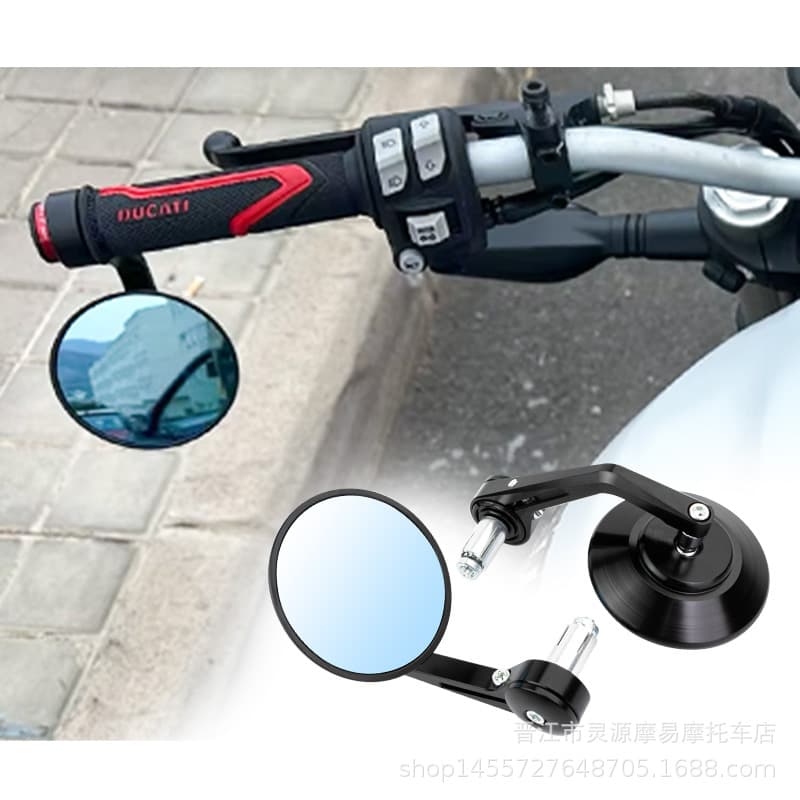Motorcycle CNC Handlebar Rearview Mirror Modified Reverse Mirror 22MM All Aluminum Round Handlebar Mirror