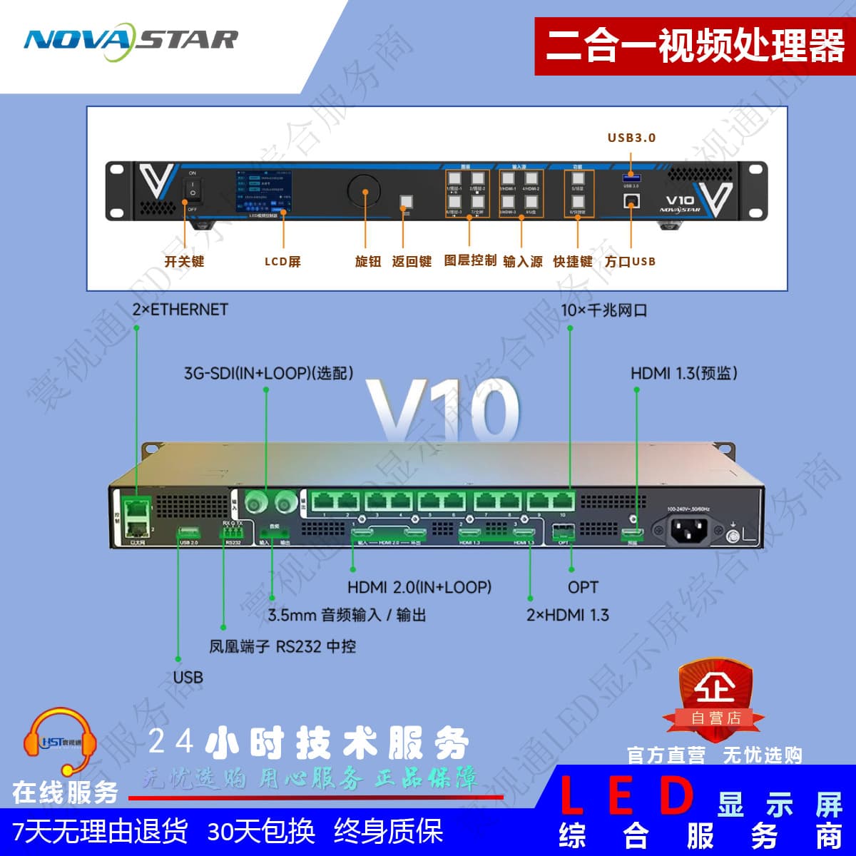 Nova V10 [10 Ethernet Ports 6.5 Megapixels] All-in-One Video Processor / LED Video Controller