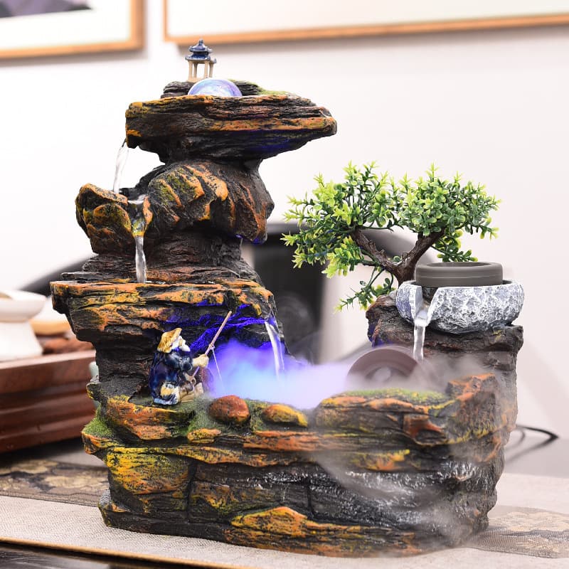 High Mountain Flowing Water Ornament, Artificial Rock Fountain, Living Room Desktop Fortune, Office Indoor Recirculating Water Landscape, Grand Opening Gift