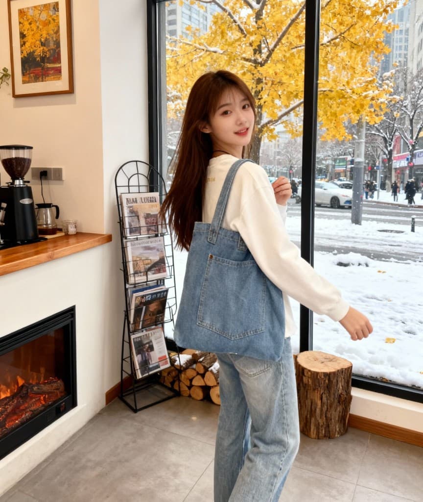 Japanese canvas bag shoulder bag women's washed cotton large capacity commuter tote bag portable national trend commuter bag student bag