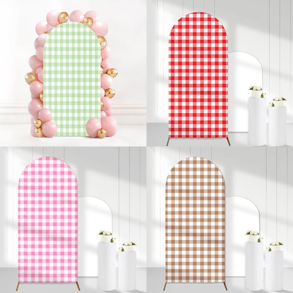 Cross-Border Amazon Plaid Arch Background Wedding Birthday Baby Shower Children's Carnival Party Decoration U-Shaped