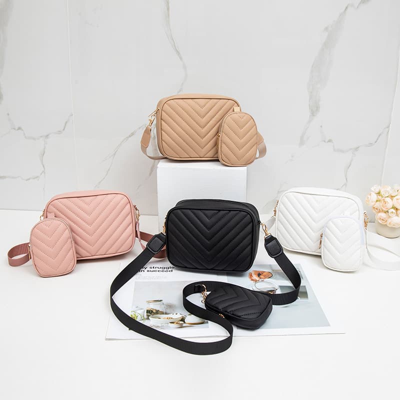 Cross-Border Wholesale Women's Bags 2025 Spring and Summer New Bag Fashion Versatile V Pattern Camera Bag Embroidered Chain Crossbody Bag
