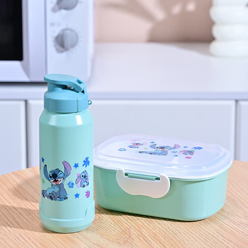 Stitch Lunch Box and Water Cup Set, Large Capacity Microwave-Safe Bento Box, Portable Student Meal Container, Stylish Design