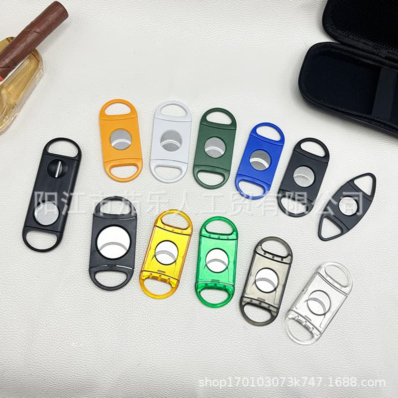Cigar Cutter Multi-Color Plastic Simple Portable Cigar Knife Stainless Steel Double-Blade Cigar Scissors Cigar Accessories Cigar Cutter