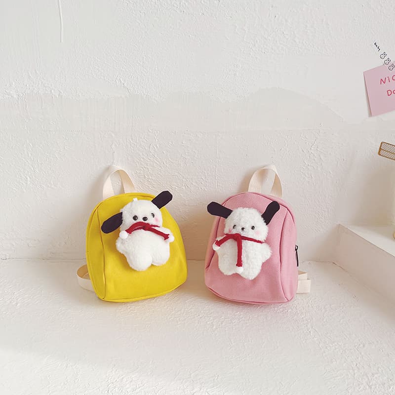 Kindergarten Kids Backpack Boys Cute Puppy Mini Backpack Girls Canvas Travel Bag Toddler Double Shoulder Bag