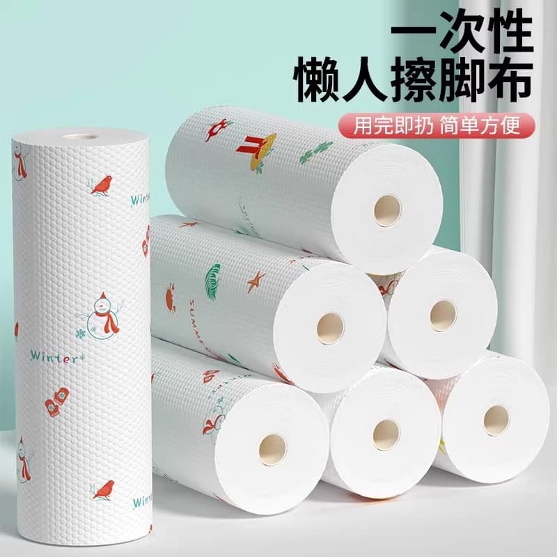 Cross-border disposable lazy mops, home thickened foot therapy cloths, kitchen dishcloths, dual-use dry and wet kitchen paper.
