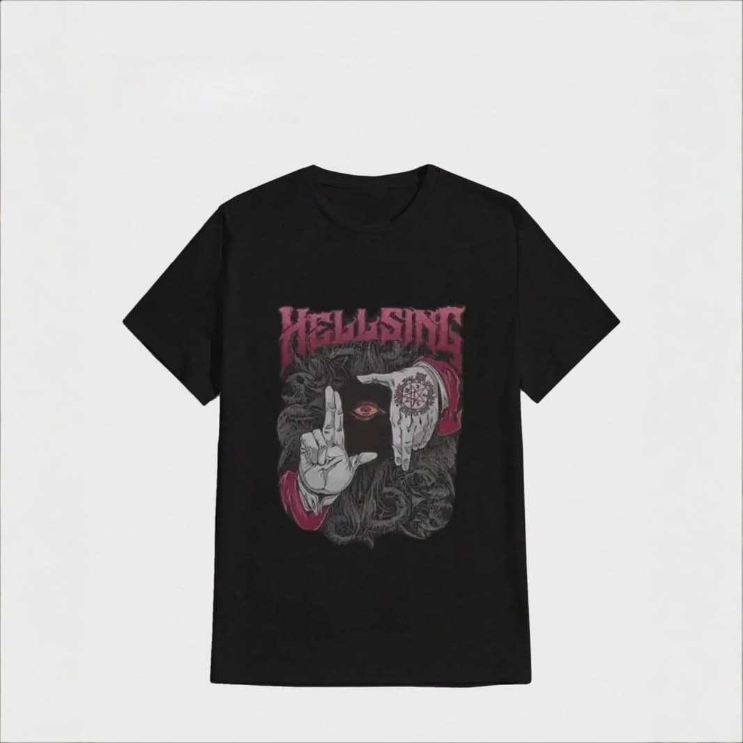 Hellsing Dark Gothic Men's T Shirts Anime Novelty T-Shirt