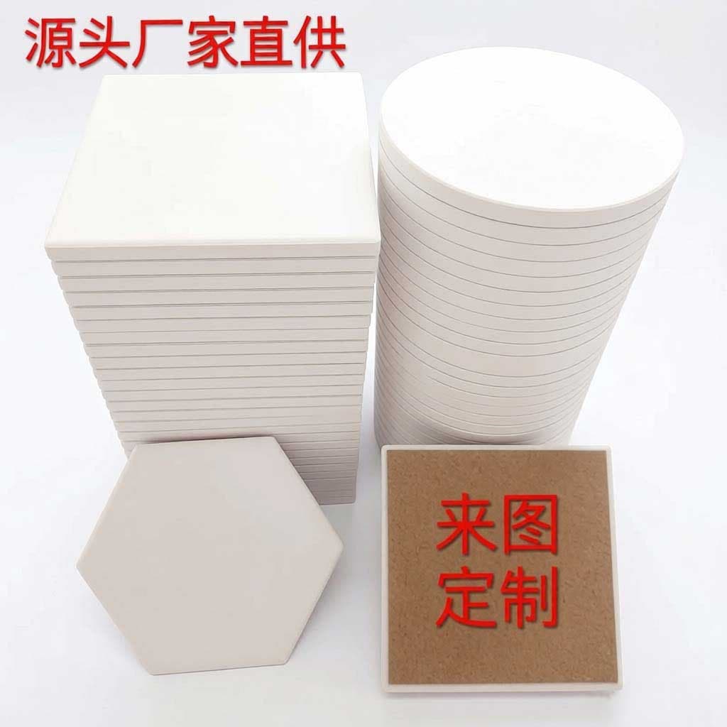 Bohemian Style Absorbent Unglazed Heat-Insulating Ceramic Coaster Diatomaceous Earth Coaster White Blank Source Factory Custom Printing