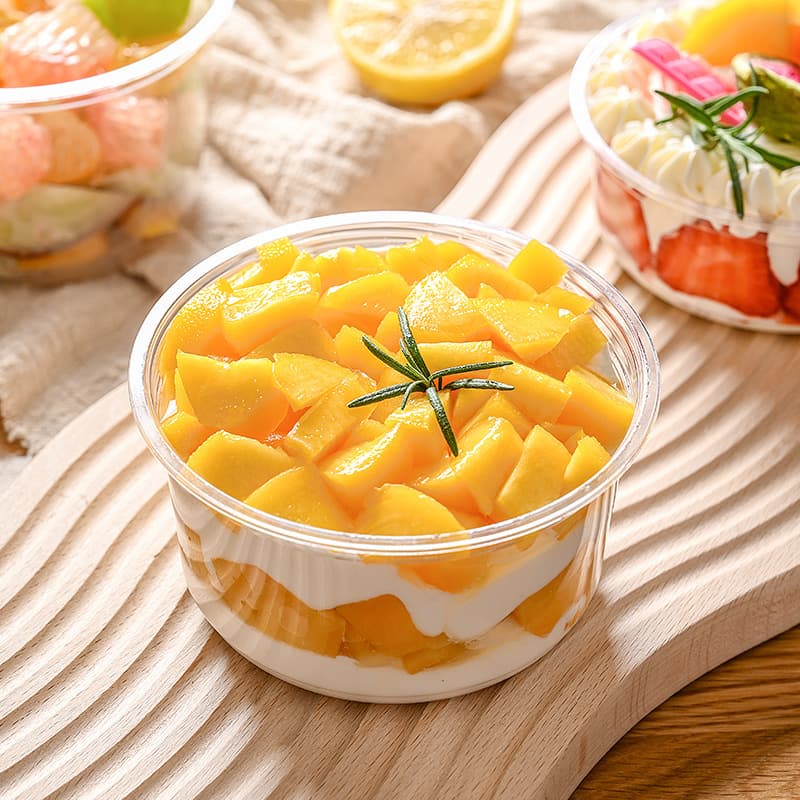 Disposable transparent salad bowls, round PET pudding cups, baking cake cups, ice jelly/herbal jelly takeaway bowls, yogurt bowls