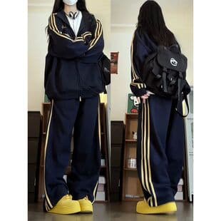 Plus Size Women Autumn Fashion Loose Slimming Sportswear Set Korean Casual Running Two-Piece Set 300 lbs