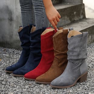 Vintage Pointed Toe Western Cowboy Boots 2026 Fall/Winter New Style British Casual Versatile Short Boots Maillard Boots for Women