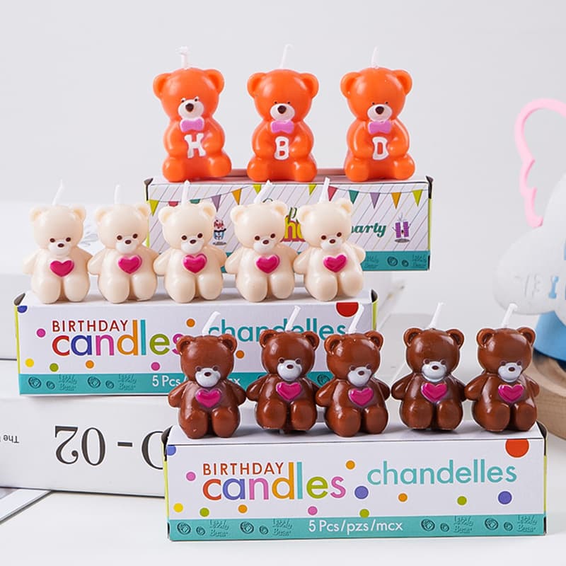 Multi-Style Bear Candle Cake Decoration Korean Ins Style Cute Cartoon Candle Children's Birthday Party Supplies
