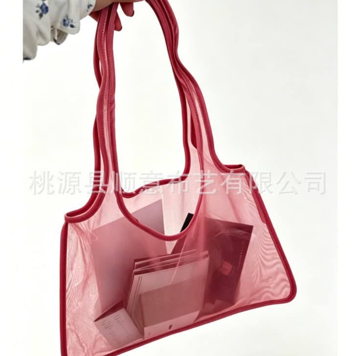 [Can be customized] New Korean style organza hemmed handbag, light and soft, easy to store when traveling and playing