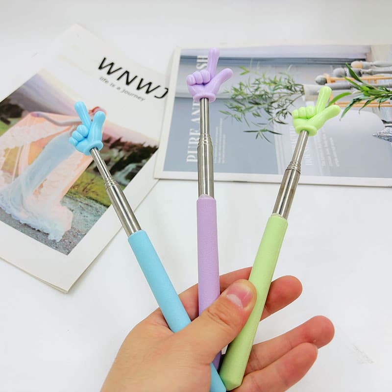 Retractable Stainless Steel Finger Rod Reading Commander Teaching Cudgel Pen for Class Command Reading 55cm Classroom Home