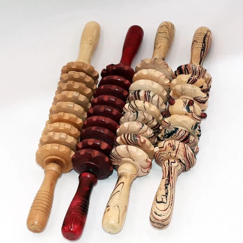 Wooden massage tool for body contouring therapy, cellulite body massager roller