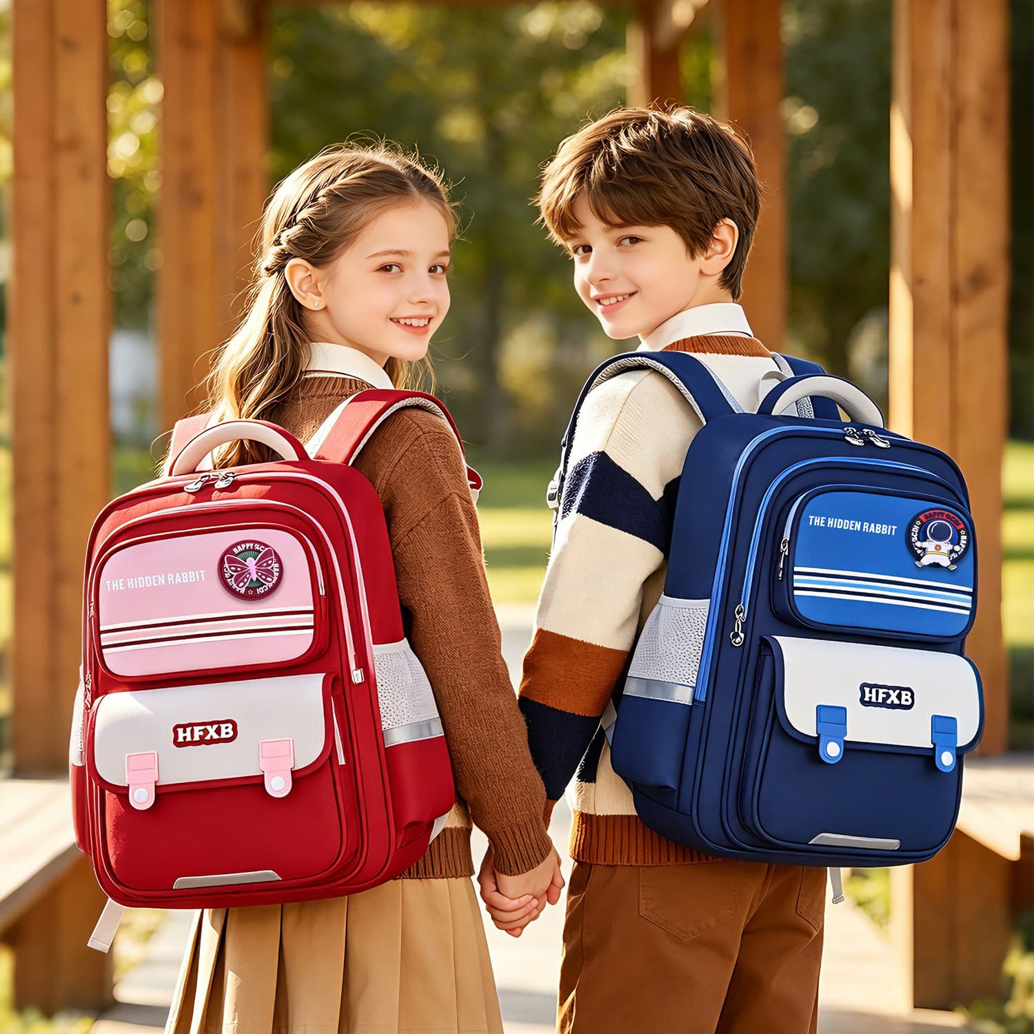 New Korean Style British Elementary School Student Backpack for Boys and Girls, Large Capacity Waterproof Lightweight School Bag