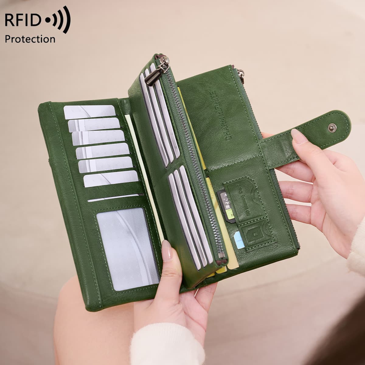 New Cross-Border RFID Anti-Theft Women's Wallet Multi-Function Tri-Fold Long Wallet Large Capacity Patchwork Clutch Bag