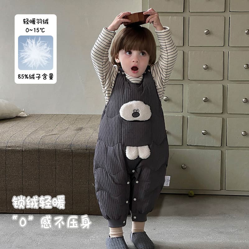 Infant Down Pants, Autumn/Winter Style, Boys' Cartoon Sleeveless Romper, New National Standard 90% Down, Boys' Warm Romper, Class A
