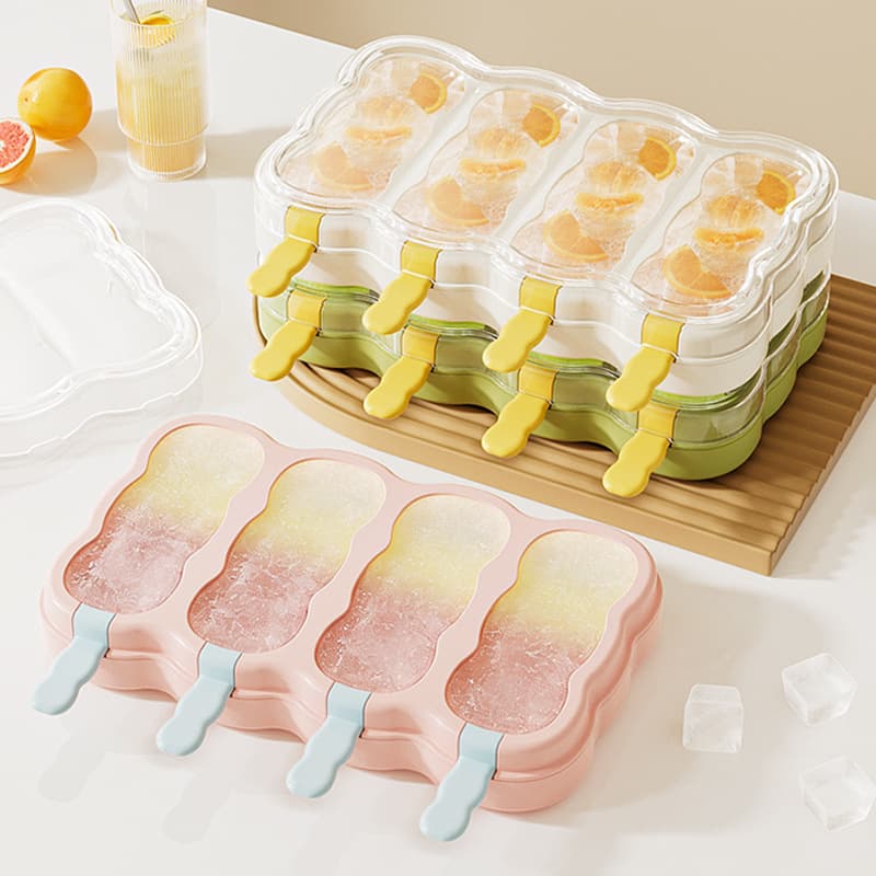 Silicone Ice Pop Mold for Home Use, Kids DIY Popsicle Ice Cream Ice Cube Food-Grade Press Silicone Mold