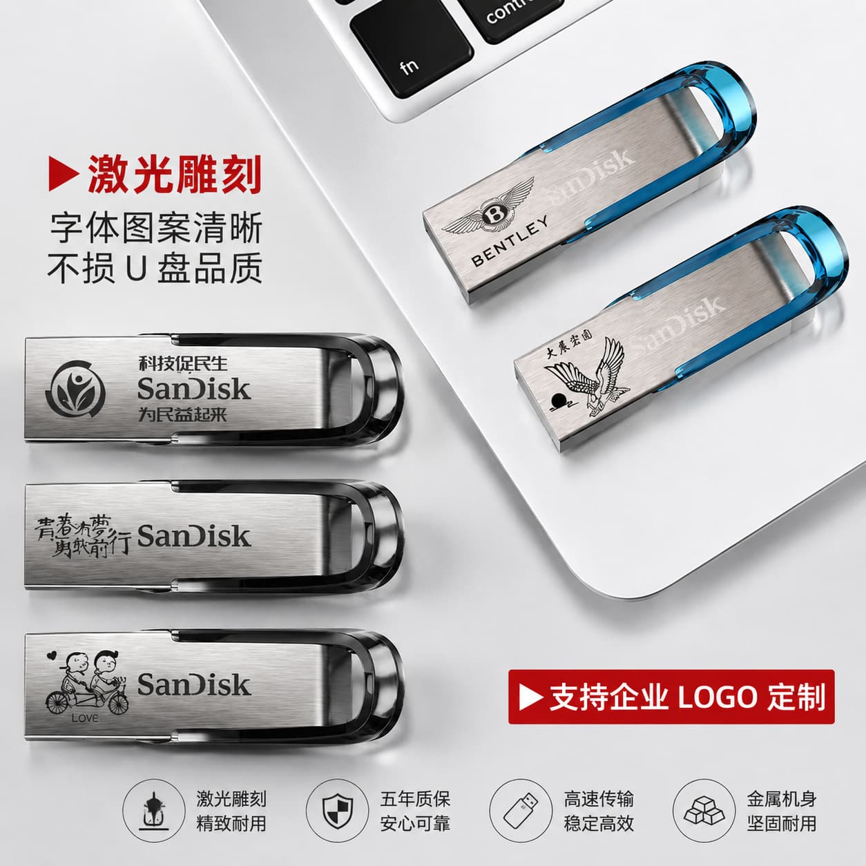 Wholesale SanDisk CZ73 High-Speed USB 3.0 Large Capacity Flash Drive 32G 64G 128G for Car Gifts Engraving