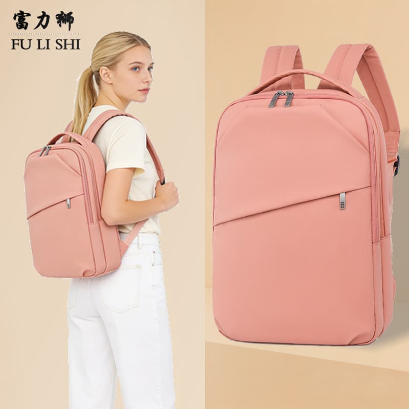 Cross-Border Women's Backpack Water-Repellent Leatherette Casual Backpack Solid Color Middle School Student Backpack Office Commuter Bag