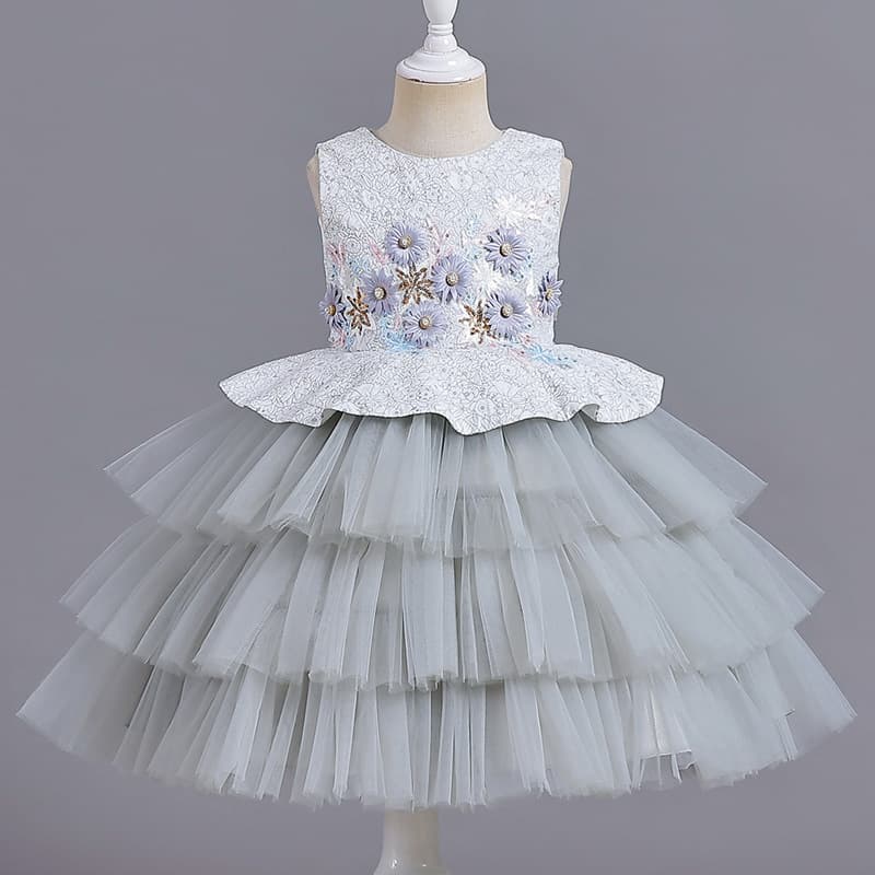 Girls' Formal Dress Sleeveless Short Tulle Tutu Cake Princess Dress Evening Gown Host Dress Flower Girl Dress