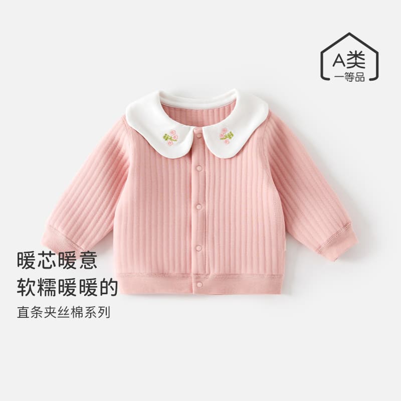 Baby girl's cute cardigan top for outings, children's insulated autumn-winter jacket, infant early autumn clothing