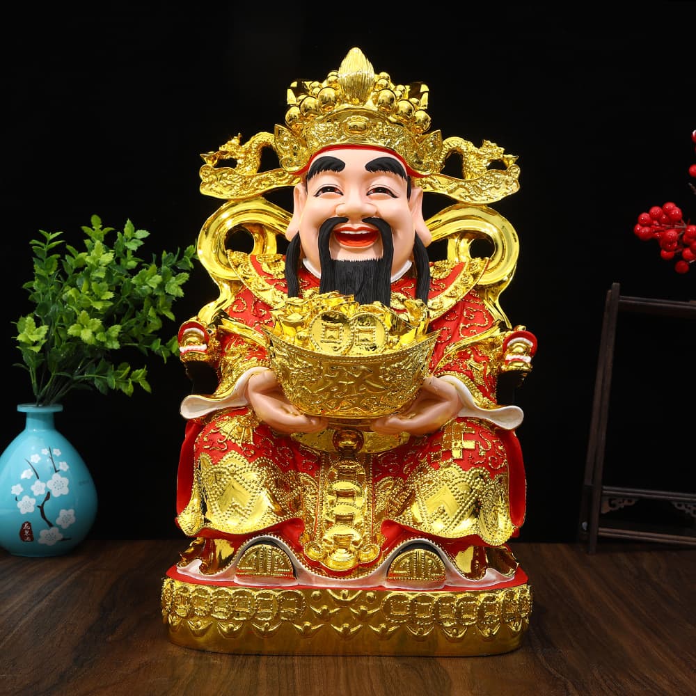 Yuanbao God of Wealth Buddha statue shop home worship to attract wealth Yuanbao God of Wealth Buddha statue ornaments office resin ornaments