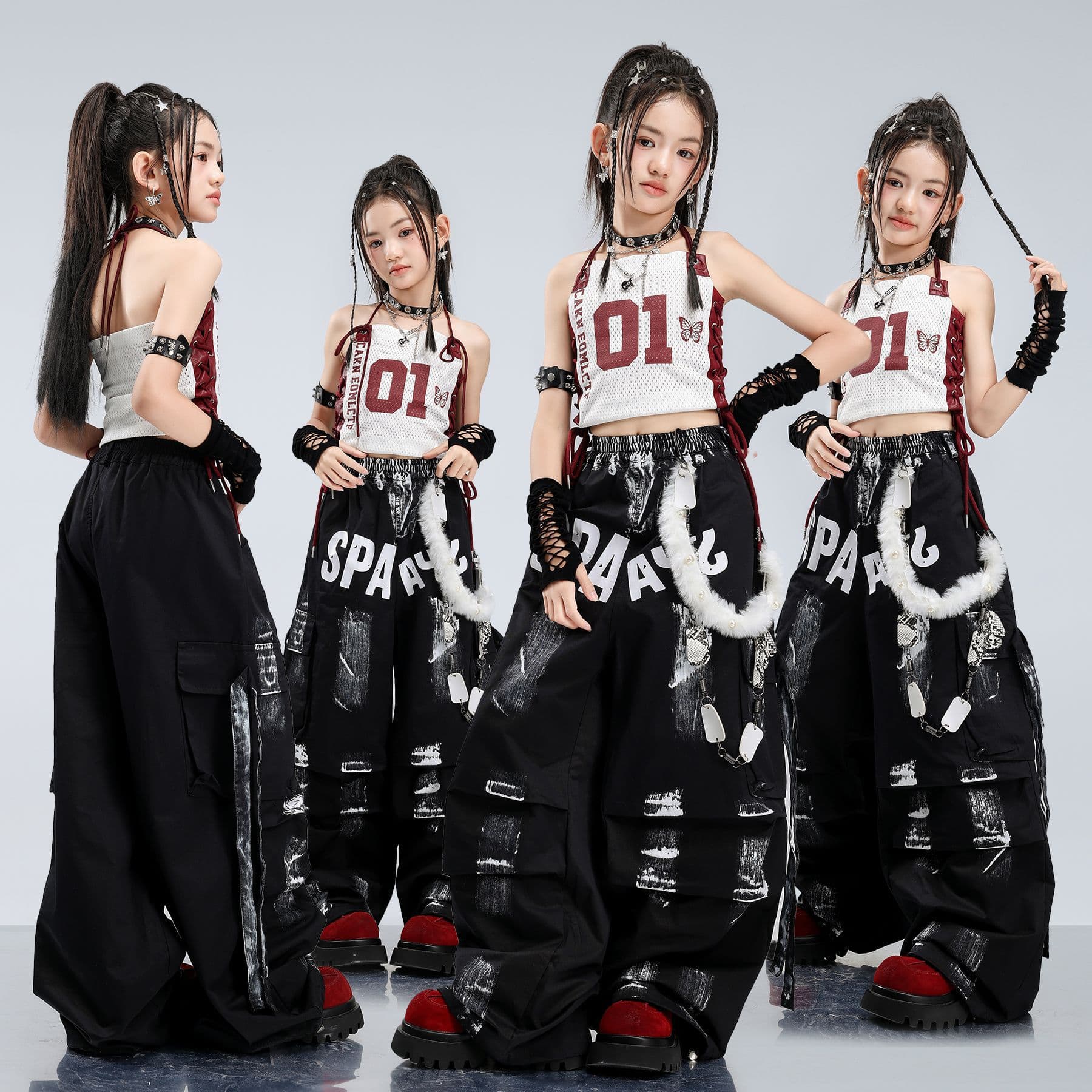 Jazz Dance Outfit Girl Cool Trendy Kids Catwalk Costume Jazz Performance Set Girl Group