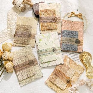 Momo Material Paper Light and Shadow Series Vintage Embossed Cloth Texture Ink Stain Journal Decorative Base Paper