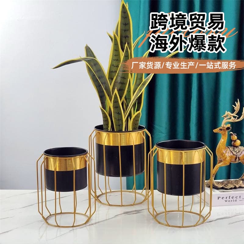 Cross-border Wrought Iron Flower Stand, Nordic Style Planter Decorative Stand, Home Gardening Display, Metal Indoor and Outdoor Flower Pot Container