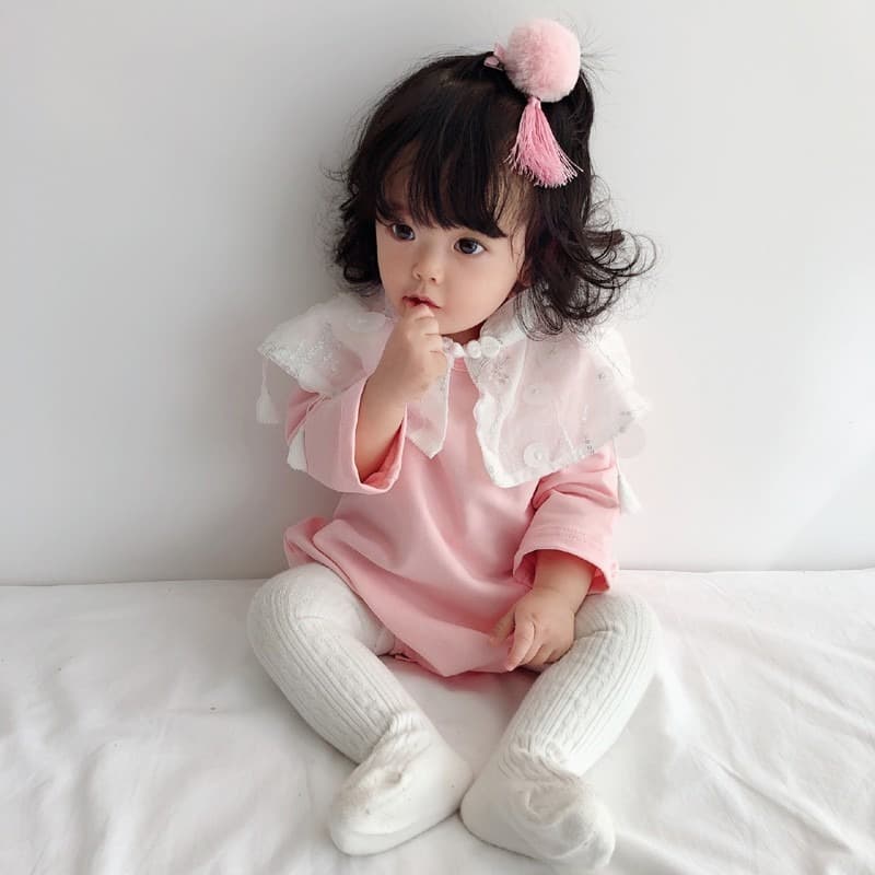 Spring Autumn Lace Long Sleeve Triangle Princess Baby Girl Romper Cotton Crib Suit Full Cotton Bib Overalls Baby Clothes