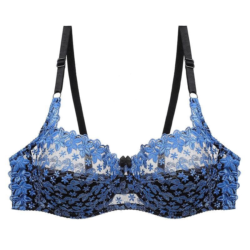 Cross-border European and American ultra-thin cup sexy lace bra embroidered CD cup large breast bra plus women's underwear foreign trade Amazon