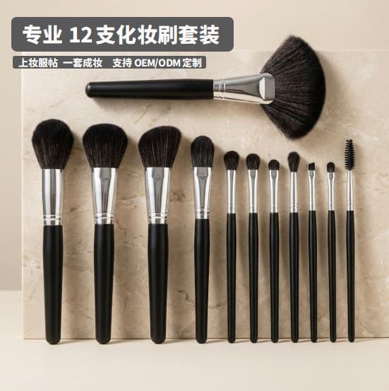 High-Quality 12-Piece Makeup Brush Set: Fan Brush, Blush Brush, Foundation Brush, Eyeshadow Brush, Cangzhou Makeup Brush Set