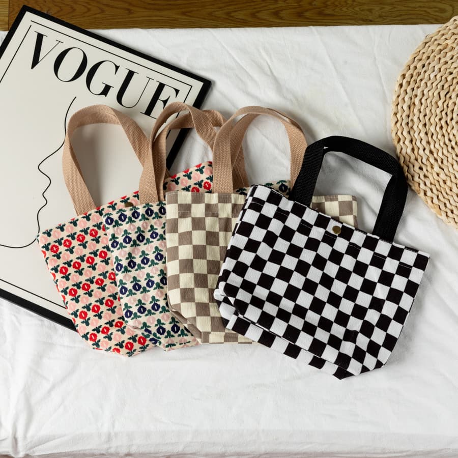 Korean-style corduroy vintage handbag, student lunch bag, commuting handbag, women's bento bag