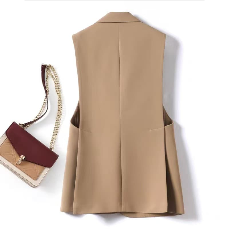 2026 Spring/Autumn New Women's Vest Blazer, Stylish One-Button Waistcoat, Petite Design, Fitted Sleeveless Jacket