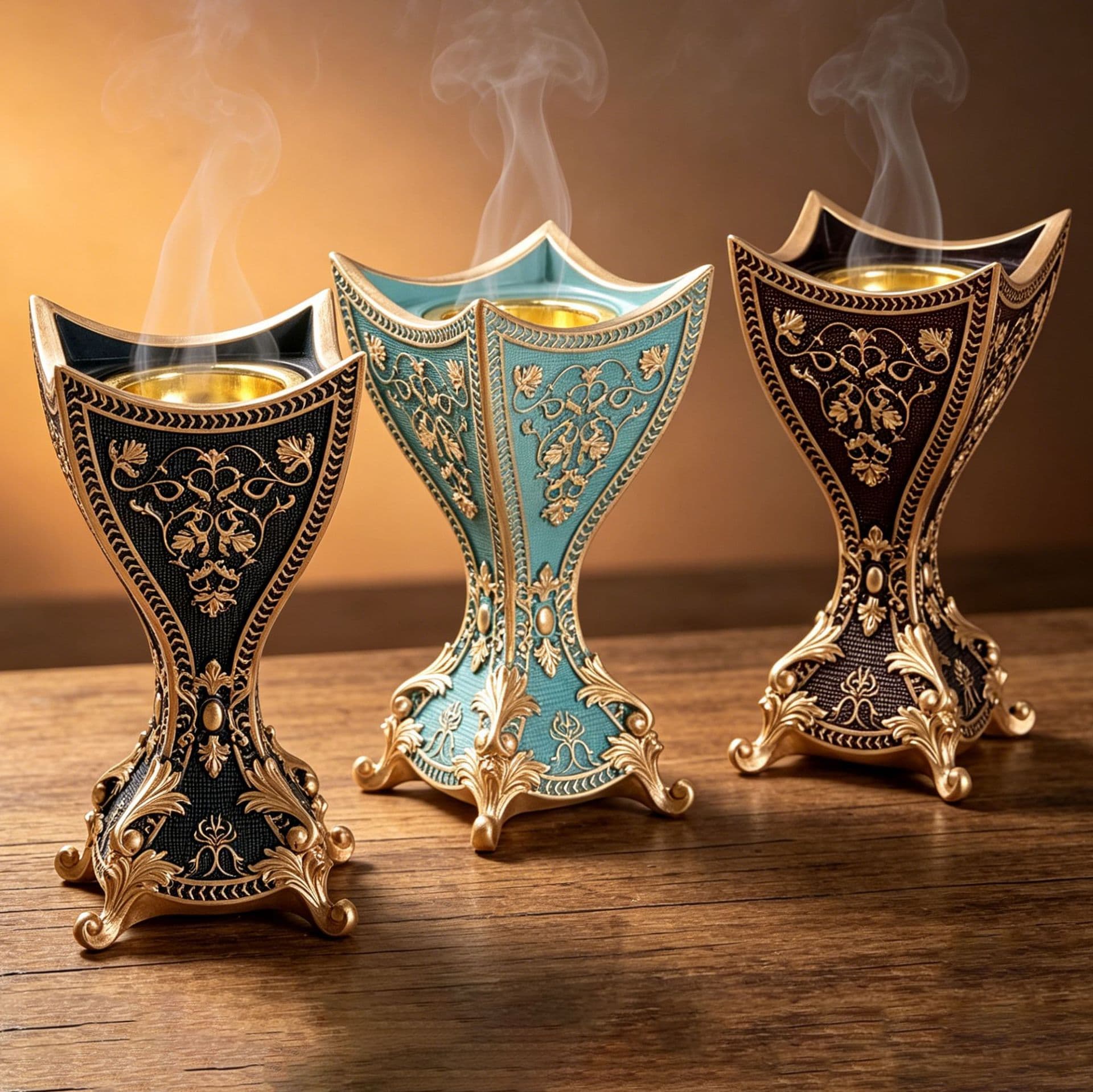 Luxury Vintage Arabic Incense Burner with European Pattern Resin Aromatherapy Burner Home Desktop Incense Decorative Craft